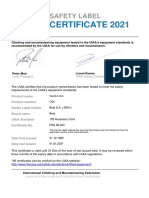 Certificate 2021: Safety Label