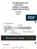 MEASURING LENGTH WITH VERNIER CALIPERS AND MICROMETER SCREWS