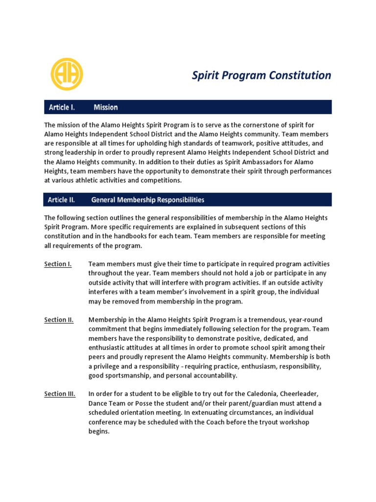 Ahisd Spirit Constitution | PDF | Cheerleading | Social Media