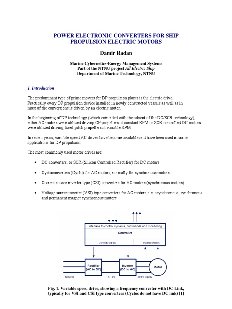 Power Electronic Converters For Ship Propulsion Electric Motors | PDF ...