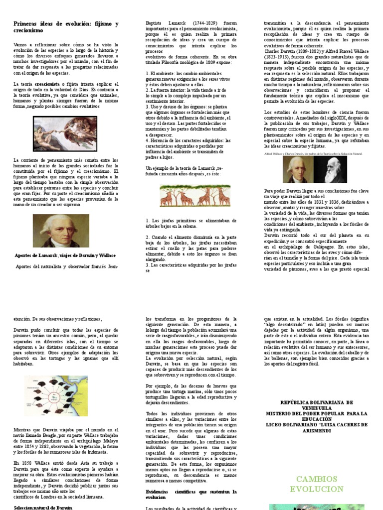 Triptico Odt1 | PDF | Charles Darwin | Evolución