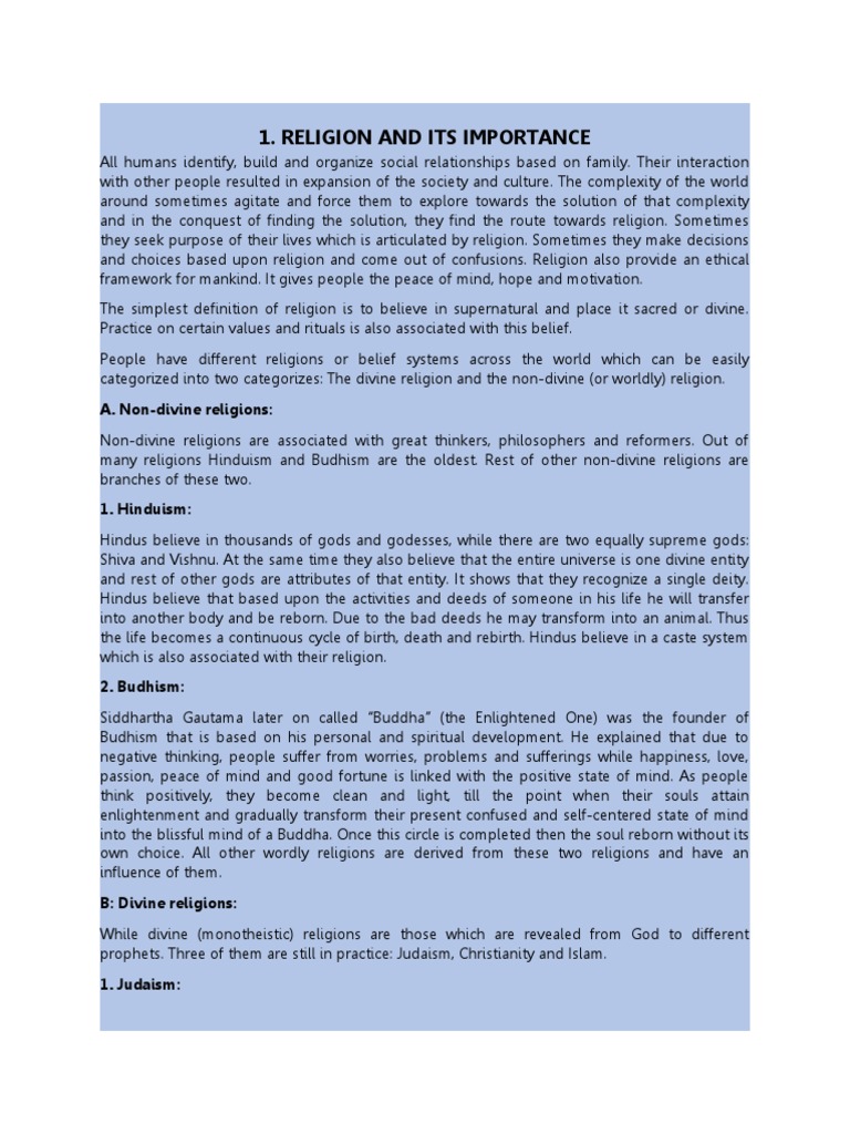Importance of Religion in Society | PDF | Prophets And Messengers In ...