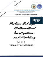 Problem Solving, Mathematical Investigation and Modeling: Learning Guide