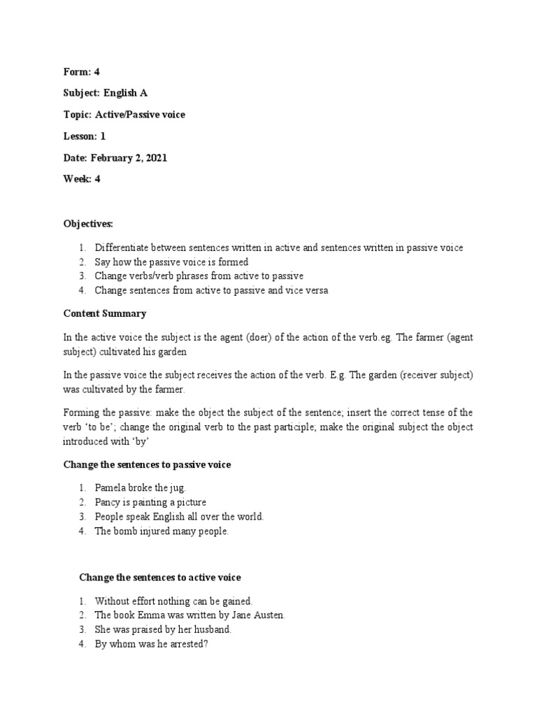 Active and Passive Voice | PDF | Language Arts & Discipline