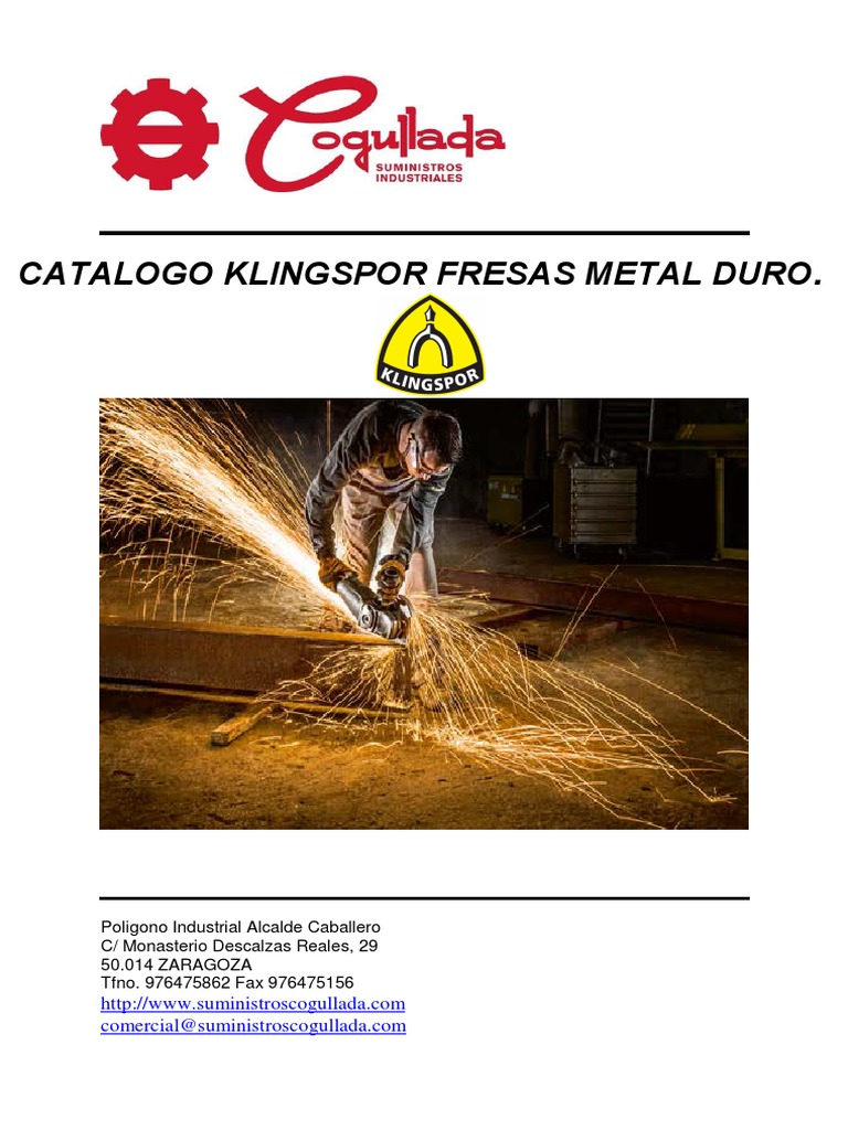 Catalogo Klingspor Fresas Metal Duro. PDF Aleación Acero
