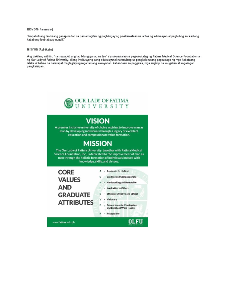 Olfu Mission Vision PDF
