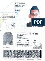 Cédula de ciudadanía colombiana de Juan Sebastián Guayara Sánchez