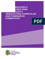 Recomendações e Orientações para Elaboração e Arquitetura Curricular Dos Itinerários Formativos