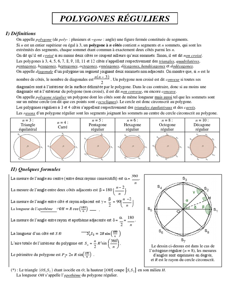 Polygones réguliers : définitions et formules | PDF | Polygone | Triangle