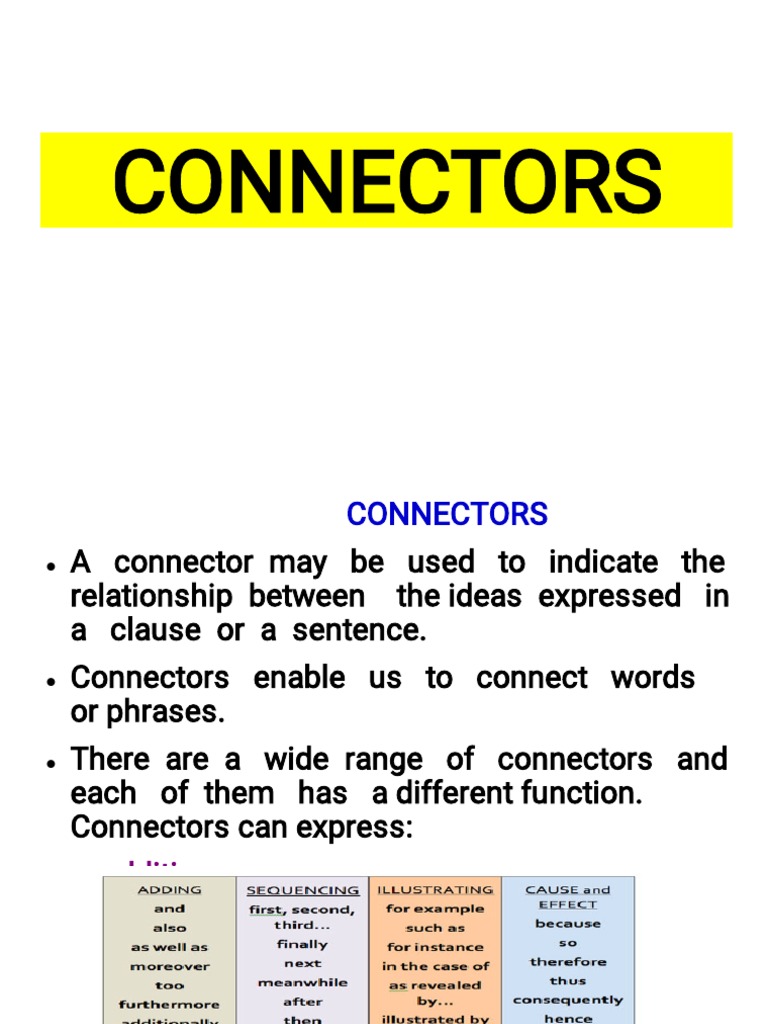 Connectors Definition PDF Sentence (Linguistics) Human Communication