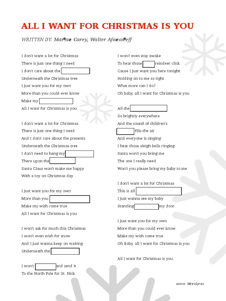 all i want for christmas is you - lyrics | pdf | religion