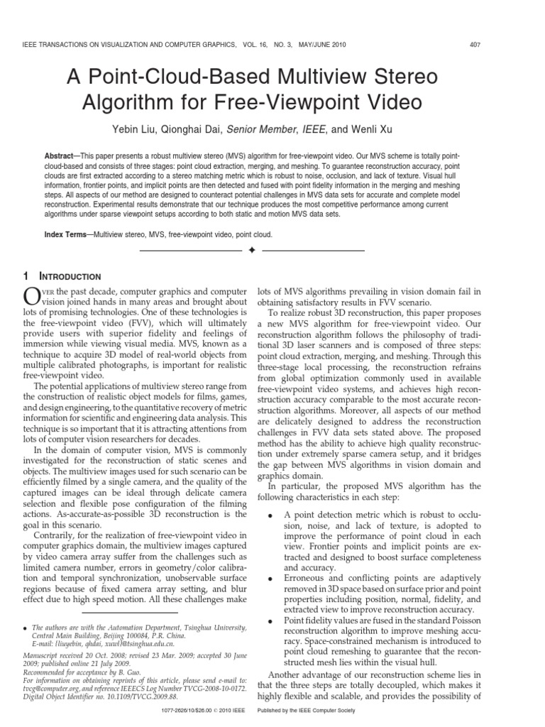 A Point-Cloud-Based Multiview Stereo Algorithm For Free-Viewpoint Video ...