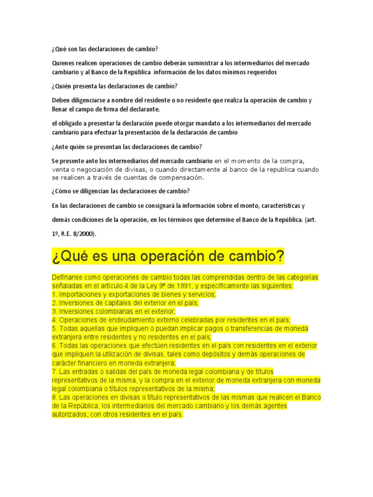 Declaraciones de Cambio | PDF | Finanzas y dinero