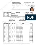 Boleta de Matricula Y Horario 2020-2 Duplicado: Universidad Nacional de Ingenieria