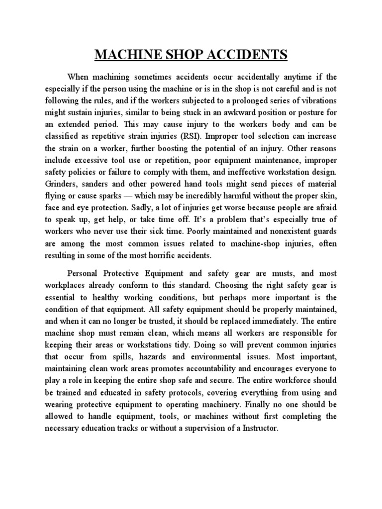 Machine Shop Accidents PDF
