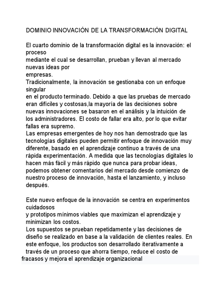 Innovación en la Transformación Digital | PDF | Innovación | Internet ...