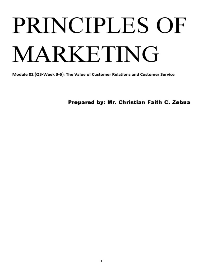 Principles Of Marketing Module 02 Q3 W3 5 Pdf Customer Marketing