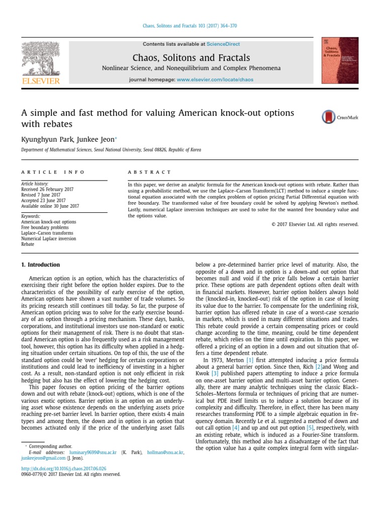 Fast Valuation of American Knock-Out Options | PDF | Stochastic ...