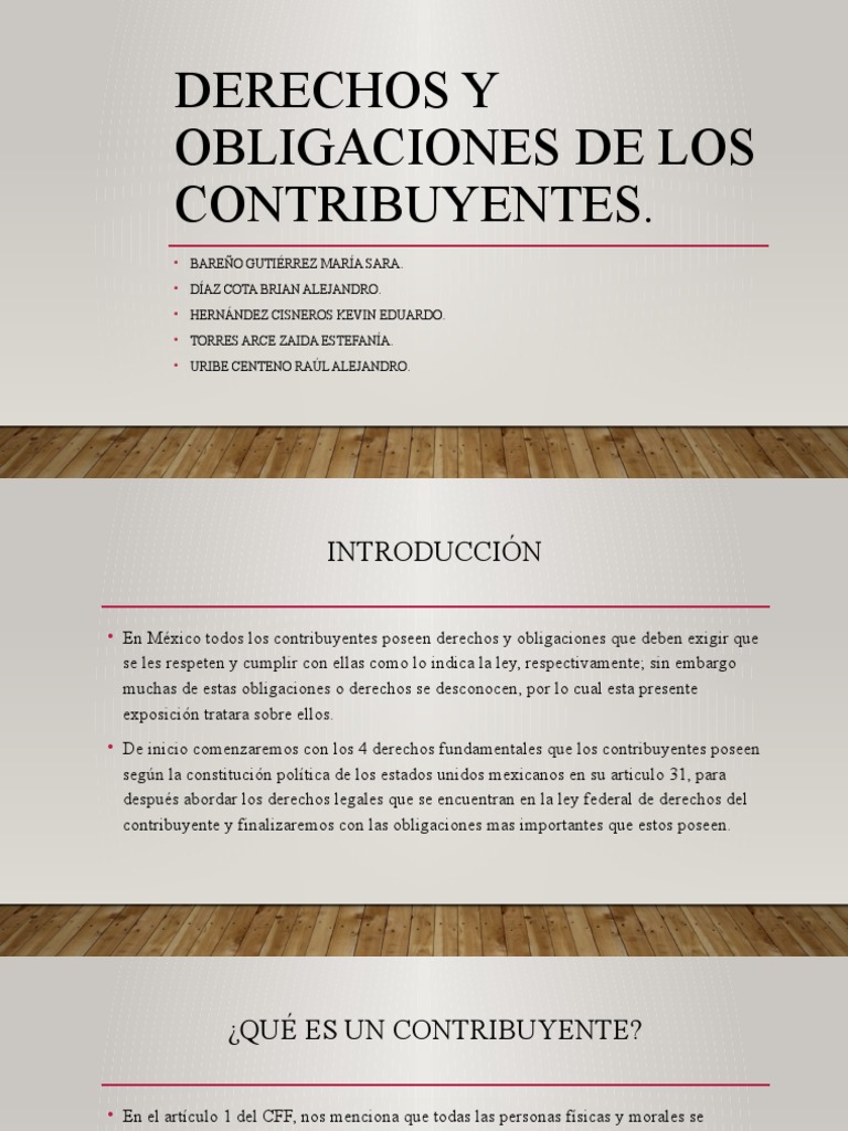 Derechos y Obligaciones de Los Contribuyentes EXPO | PDF ...