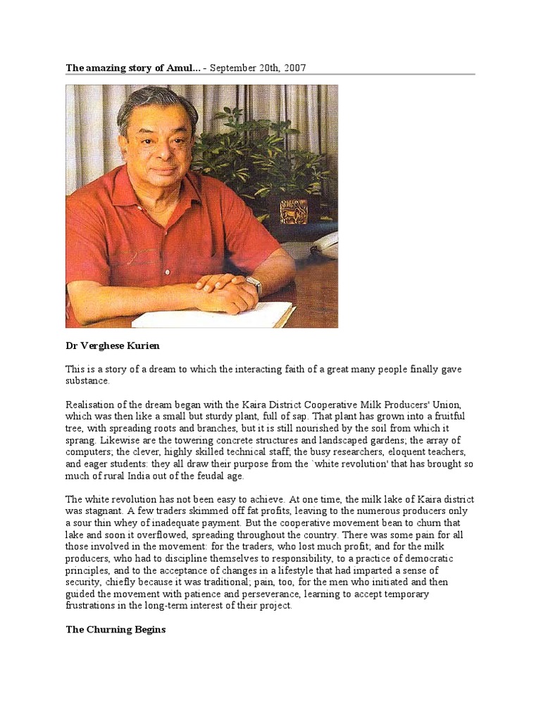 The Legacy of Dr. Verghese Kurien at Amul | PDF | Dairy
