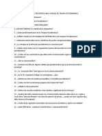 Balotario de Preguntas para I Parcial de Terapia Psicodinamica