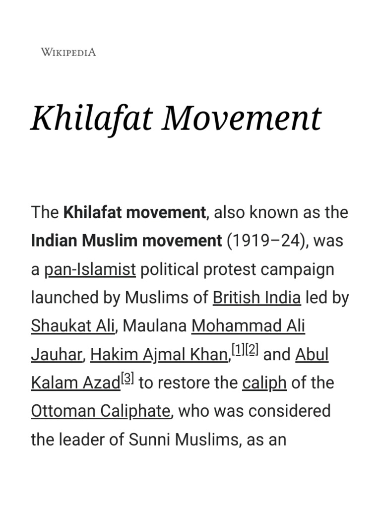 Khilafat Movement - Wikipedia | PDF | Indian Nationalism | Nationalism