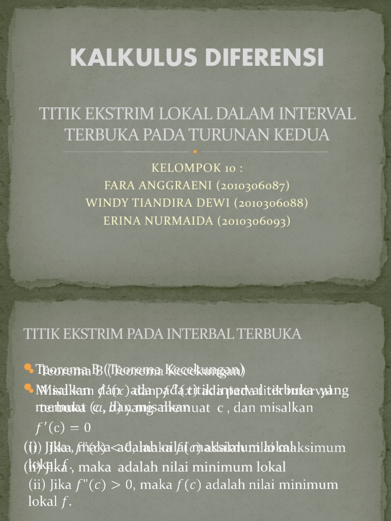 Titik Ekstrim dalam Interval Terbuka | PDF | Metode & Bahan Ajar ...