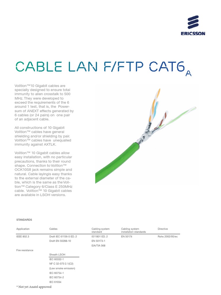 Cable Lan F/FTP Cat6: Not Yet Anatel Approved, PDF, Electrical  Engineering