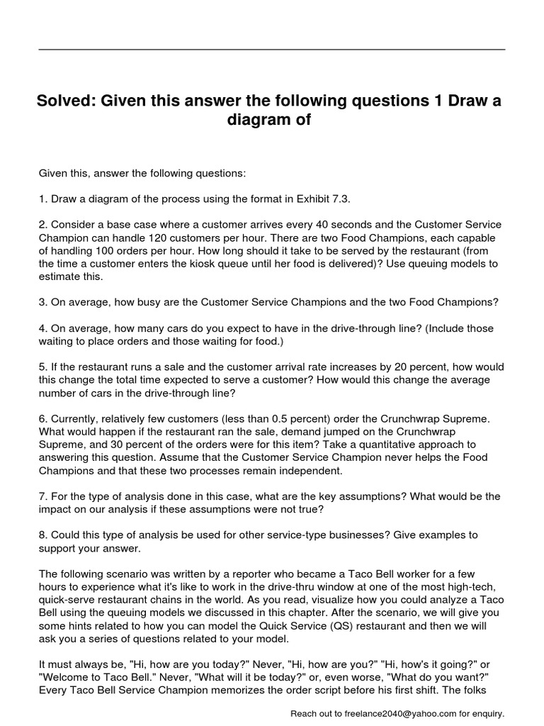 Given This Answer The Following Questions 1 Draw A Diagram of | PDF ...
