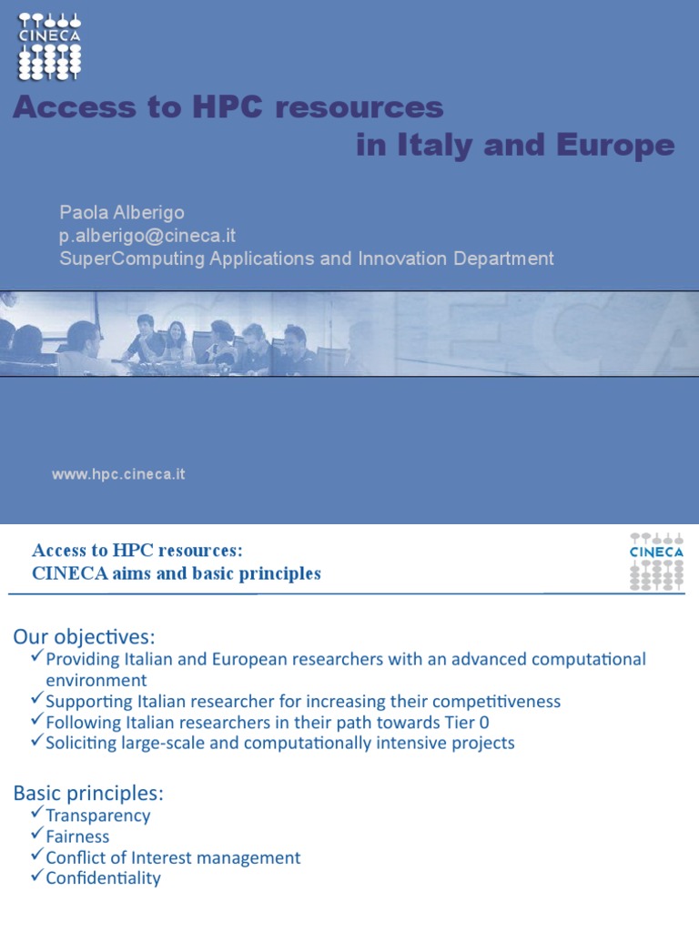 Free HPC Access for Researchers in Italy | PDF | Supercomputer ...