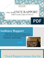 Audience Rapport: (Fifth Principle of Speech Delivery)