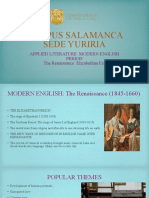 Campus Salamanca Sede Yuriria: Applied Literature: Modern English Period The Renaissance: Elizabethan Era