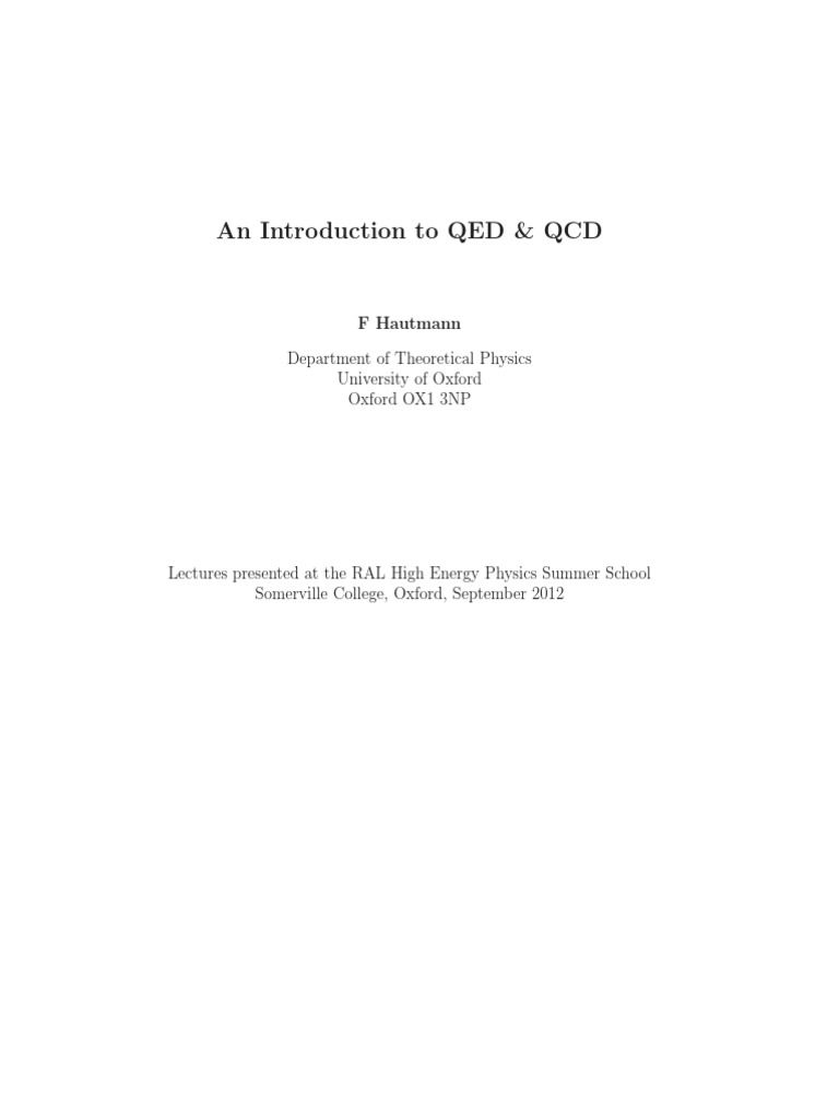 Introduction of QED and QCD | PDF | Spin (Physics) | Applied Mathematics