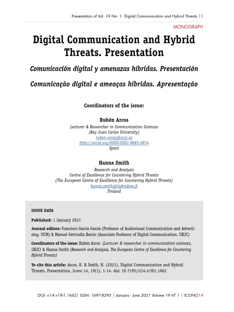 Digital Communication and Hybrid Threats | PDF | Cyberwarfare | Security