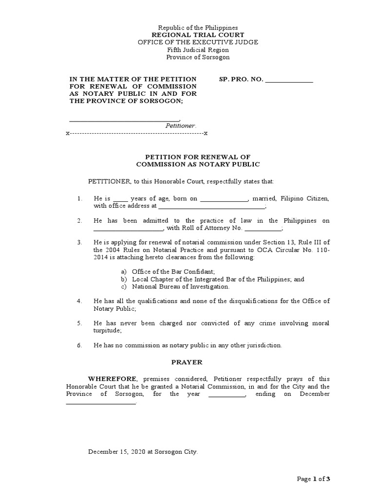 Notary Commission Renewal Petition | PDF | Notary Public | Lawyer