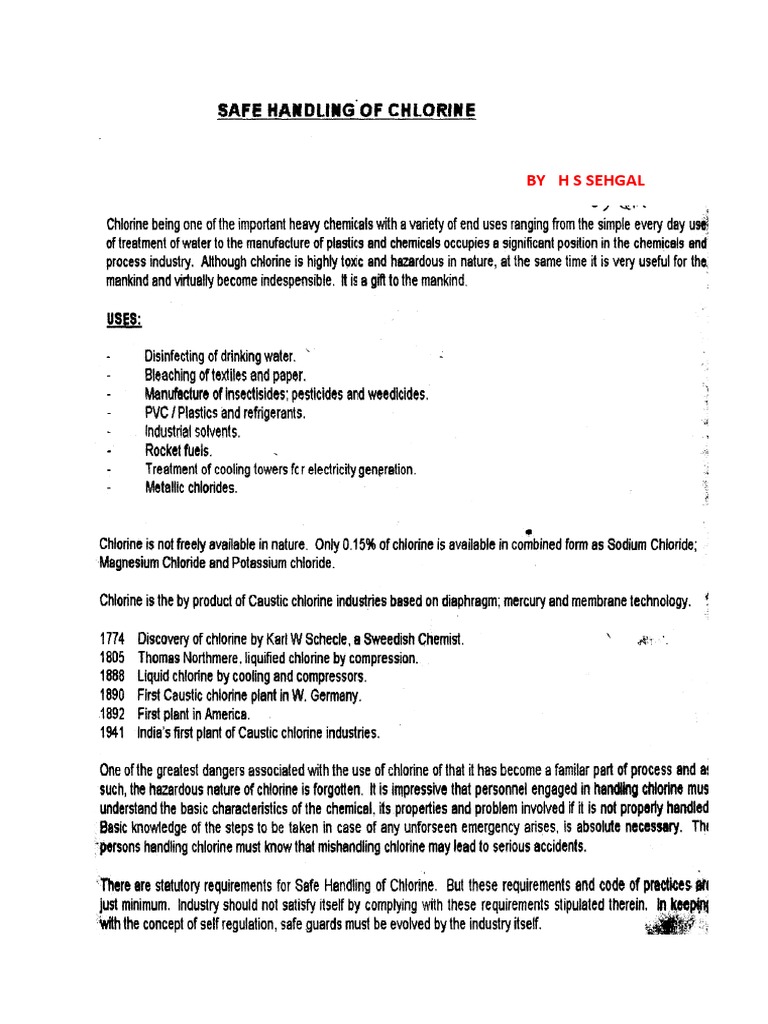 Chlorine Safety Guidelines PDF