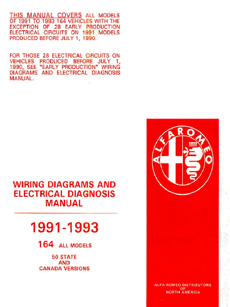アルファロメオ164 取扱説明書　ALFA ROMEO Alfa Romeo 164 Wiring Driagrams and Electrical Diagnosis Manual | PDF