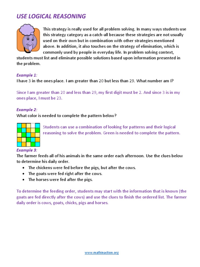 Use Logical Reasoning: Example 1 | PDF