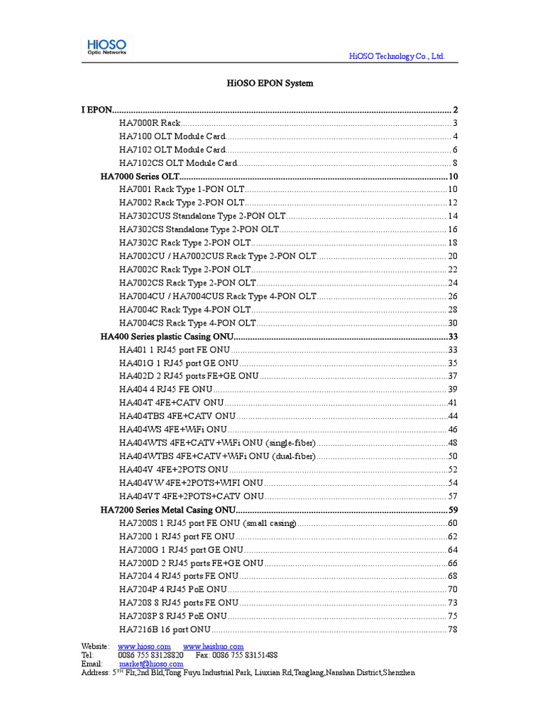 HiOSO EPON System Overview | PDF | Fiber To The X | Ethernet