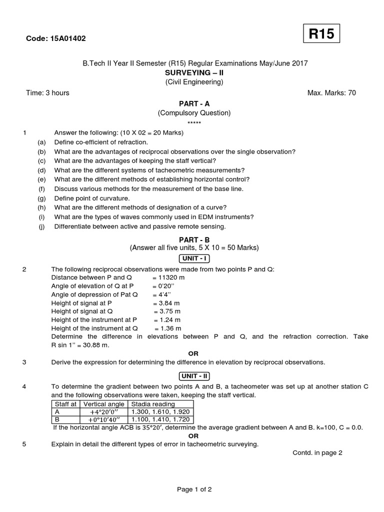 15a01402 Surveying Ii Pdf Surveying Metrology