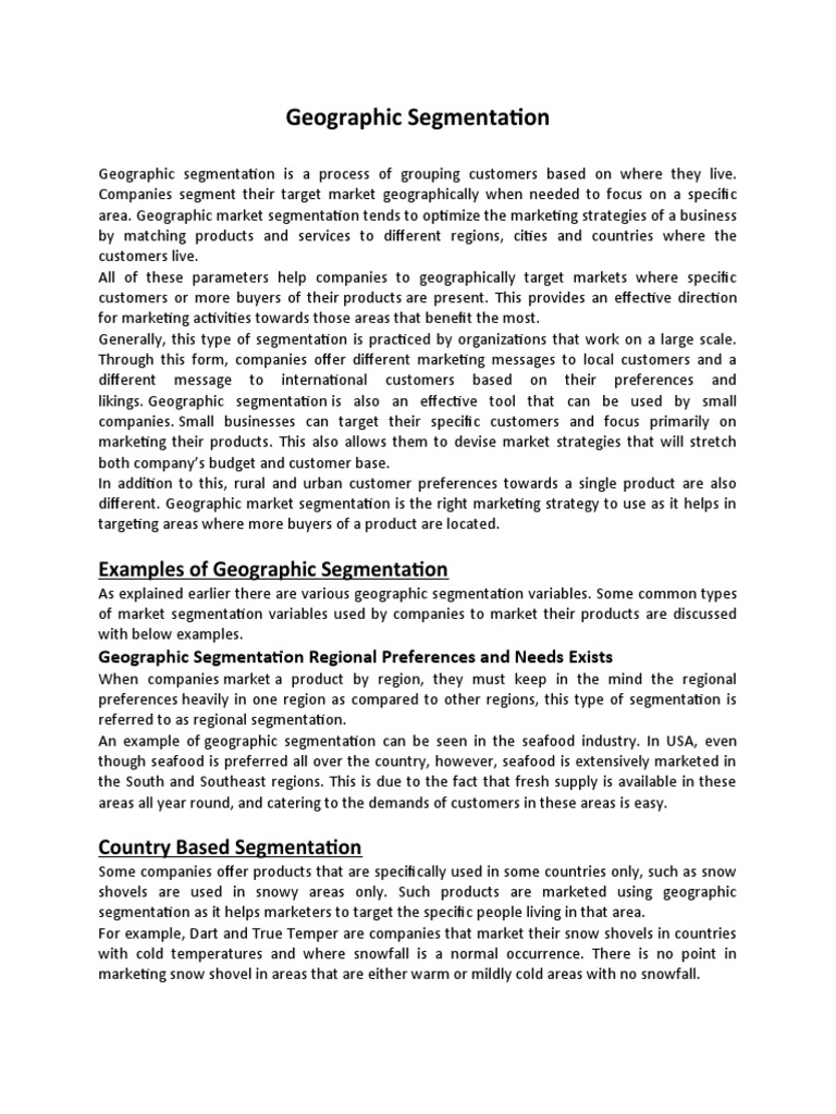 Geographic Segmentation Strategies Explained | PDF | Market ...