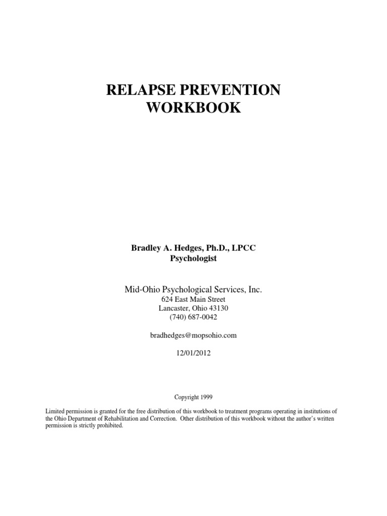 Relapse Prevention Workbook | PDF | Relapse | Recovery Approach