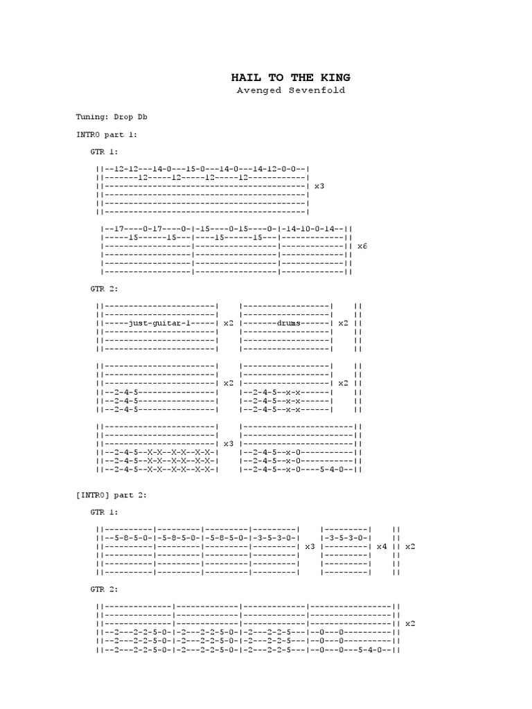 Hail To The King Tab | PDF