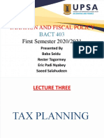 Taxation and Fiscal Policy: First Semester 2020/2021