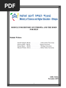 MODULE FOR HISTORY OF ETHIOPIA AND THE HORN FOR HLIS Dec 5 2019