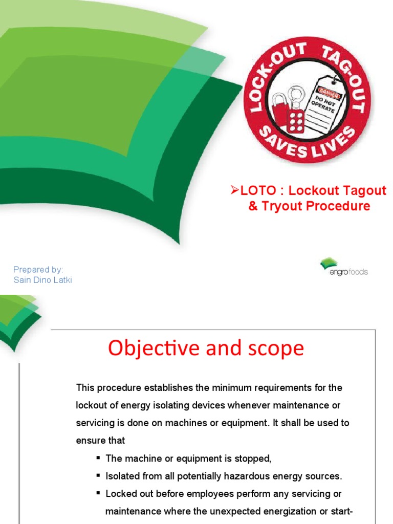 LOTO: Lockout Tagout: & Tryout Procedure | PDF | Safety | Electrical ...