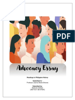 Advocacy Essay: Readings in Philippine History Submitted To