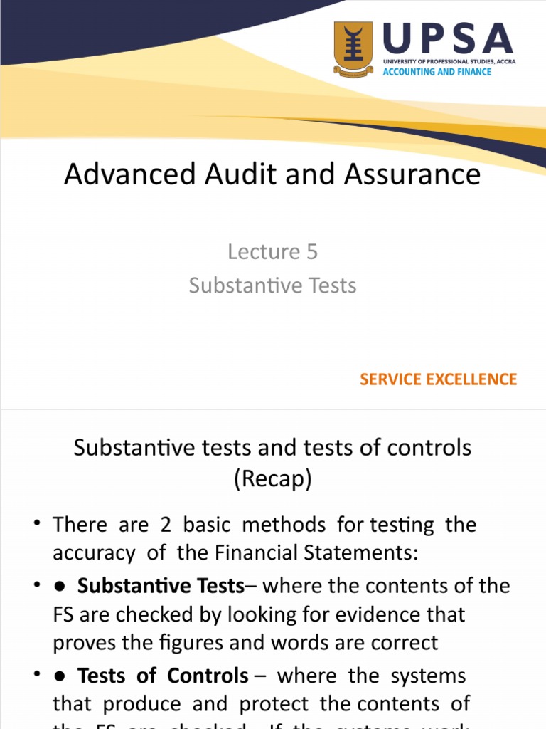 Advanced Audit and Assurance: Substantive Tests | PDF | Accounts ...