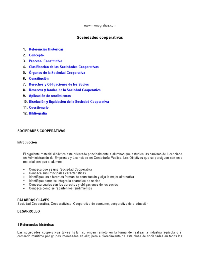 Sociedades Cooperativas | PDF | Cooperativa | Sociedad de ...