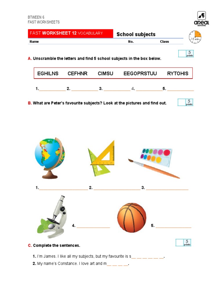 School Subject Activities | PDF | Language Arts & Discipline | Foreign ...